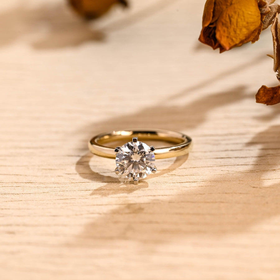 1.0CT round solitaire lab grown diamond engagement ring for sale