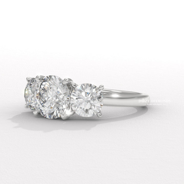 Macro shot of round cut diamond facets in solitaire ring setting