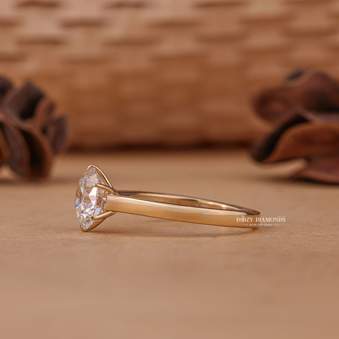 Round solitaire engagement ring with certified lab grown diamond