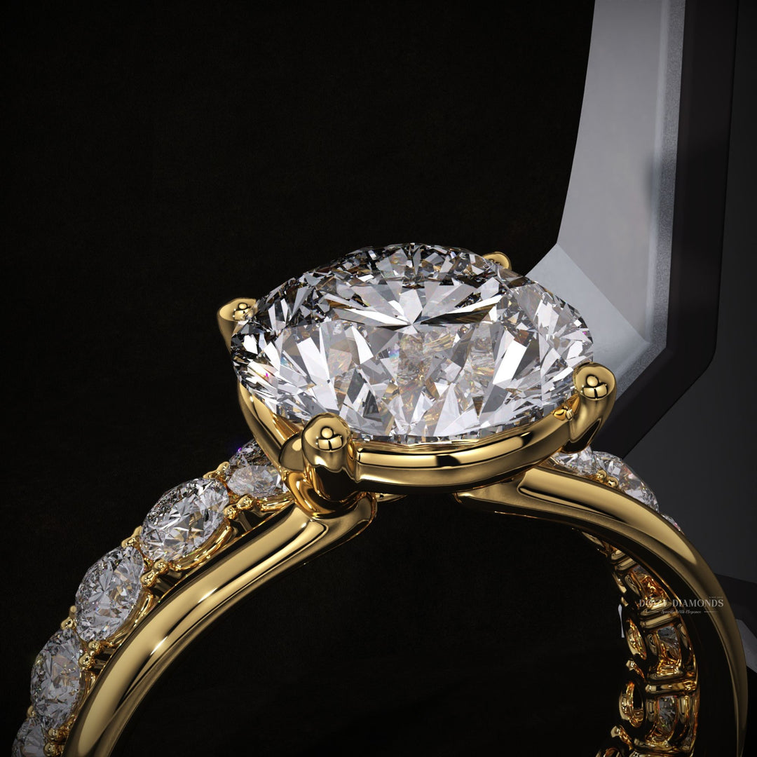 2.50CT Round Lab Grown Solitaire Engagement Ring & Eternity Stacking Wedding Band