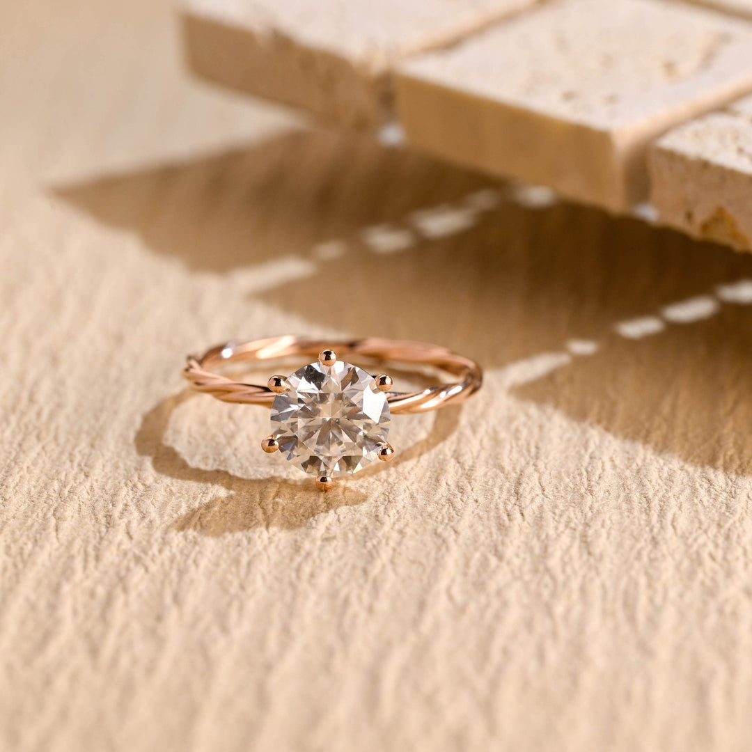 Discover round solitaire lab grown diamond engagement ring online