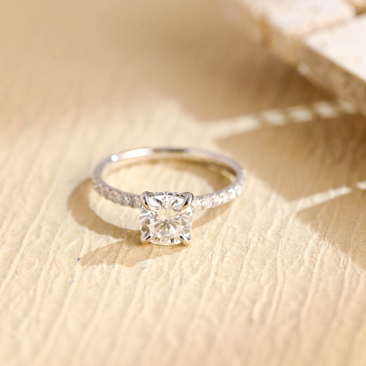 Shop round hidden halo lab grown diamond engagement ring