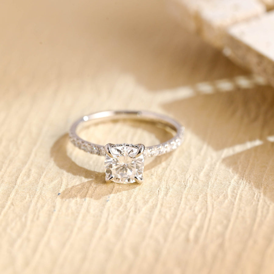 Shop round hidden halo lab grown diamond engagement ring