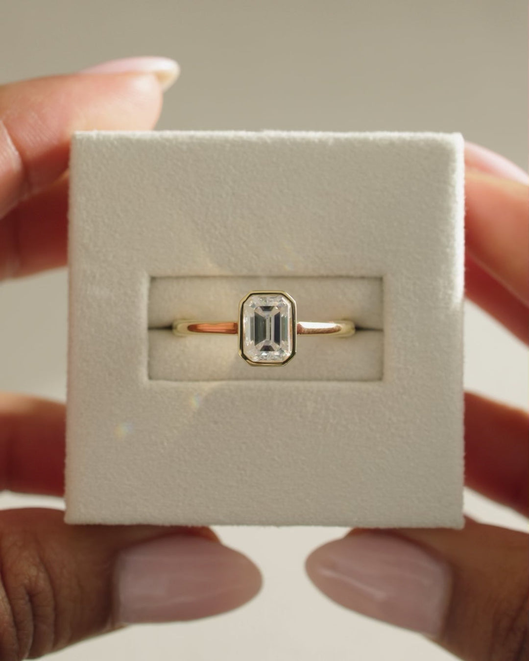 Shop emerald bezel lab grown diamond engagement ring
