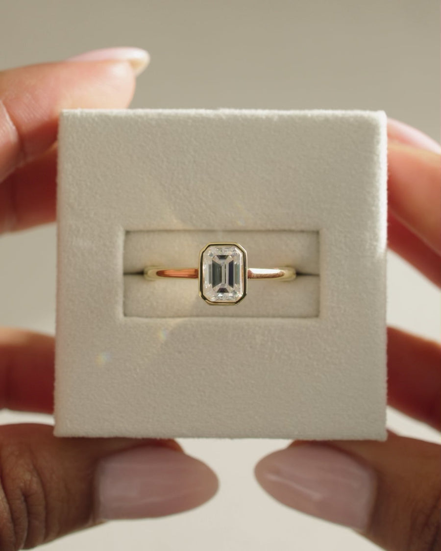 Shop emerald bezel lab grown diamond engagement ring