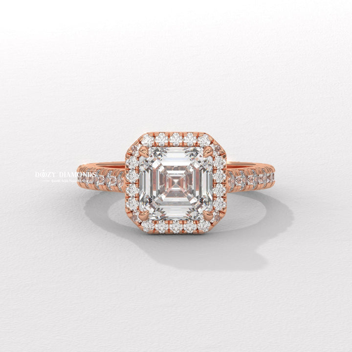 Shop asscher cut pave lab grown diamond engagement ring online