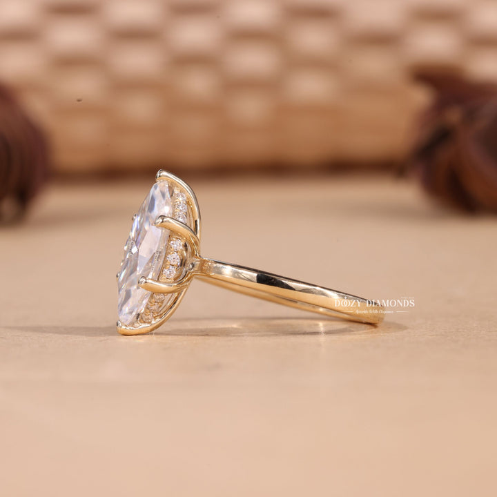 Classic marquise hidden halo engagement ring crafted for everyday wear