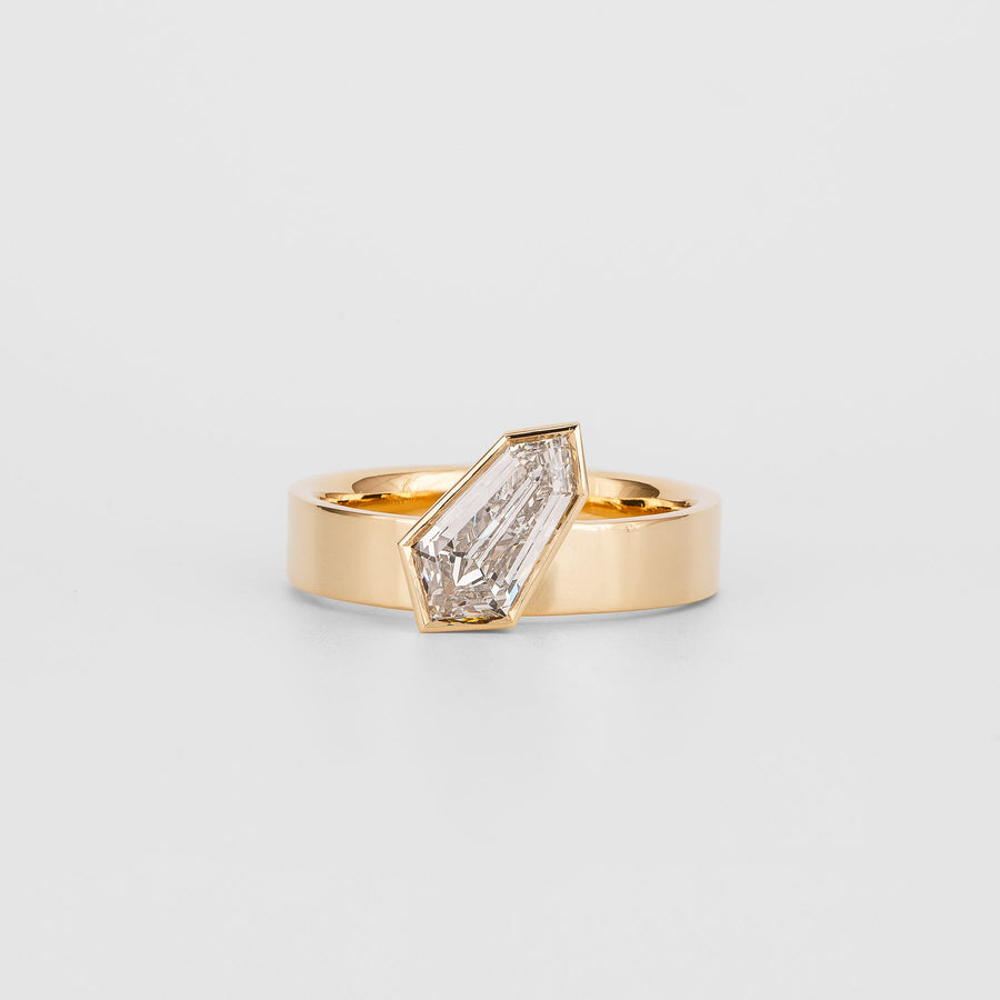 geometric engagement ring, modern bridal ring, luxury shield ring, engagement ring for her, bridal jewelry, wedding jewelry, luxury jewelry gift, modern romance ring, artisan engagement ring,