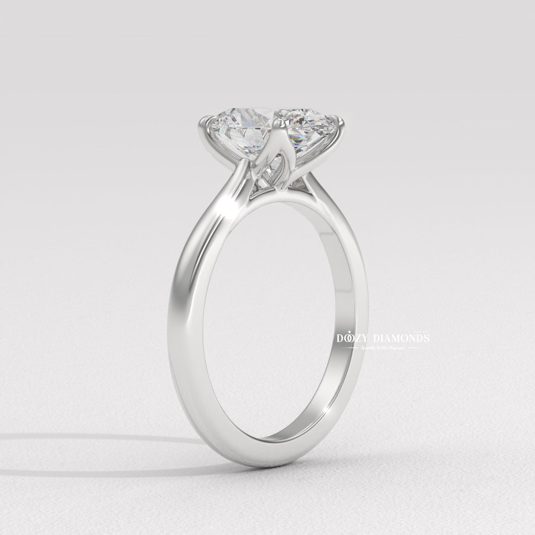 Top-down view of oval cut solitaire engagement ring