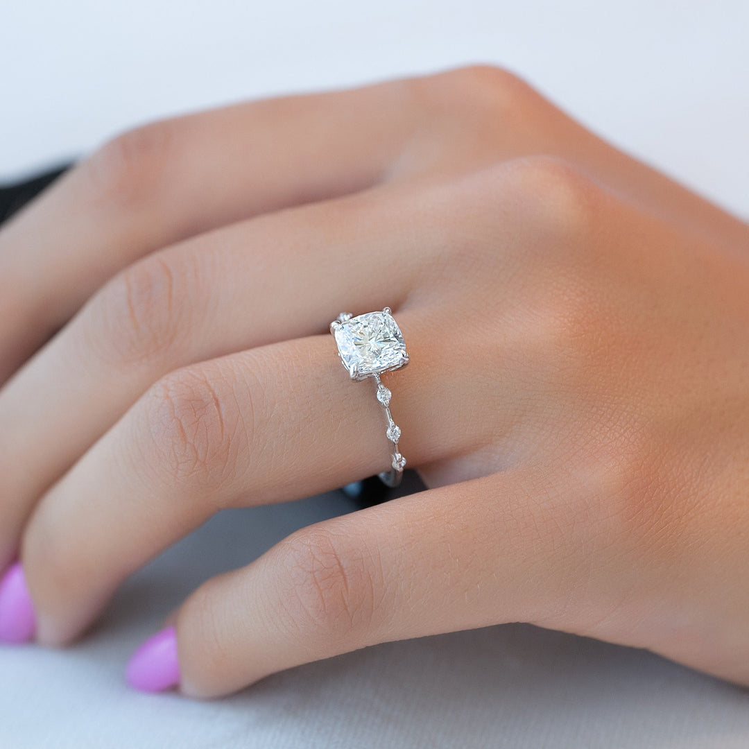 Buy cushion cut solitaire diamond engagement ring with free shipping