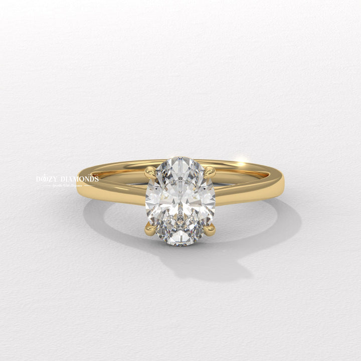 Oval solitaire lab grown diamond engagement ring for sale