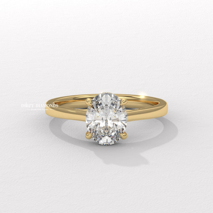 Oval solitaire lab grown diamond engagement ring for sale