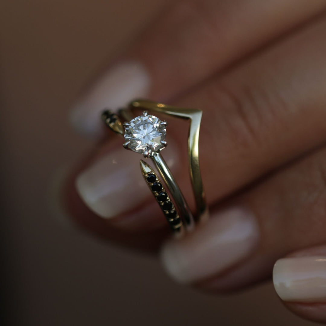 Premium round cut solitaire engagement ring crafted in solid gold