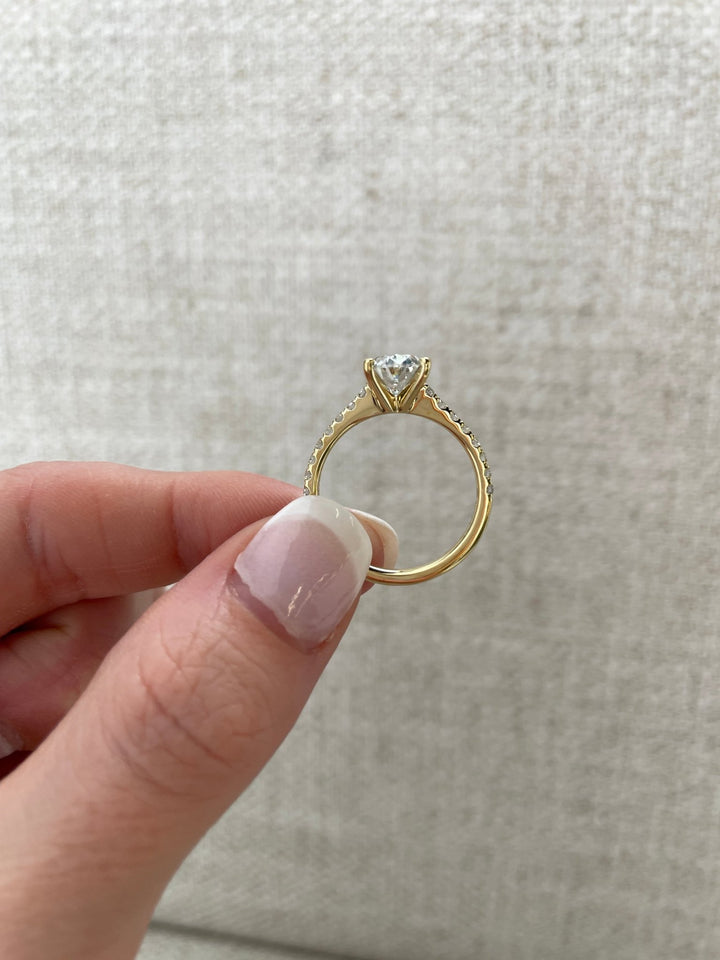 1.74 - 3.74 CT Oval Cut Lab Grown Diamond Pave Setting Engagement Ring - Doozy Diamonds