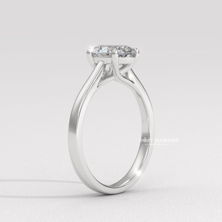 Top-down view of oval cut solitaire engagement ring