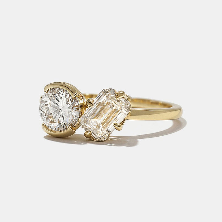Oval solitaire engagement ring shown on hand for true-to-life sizing