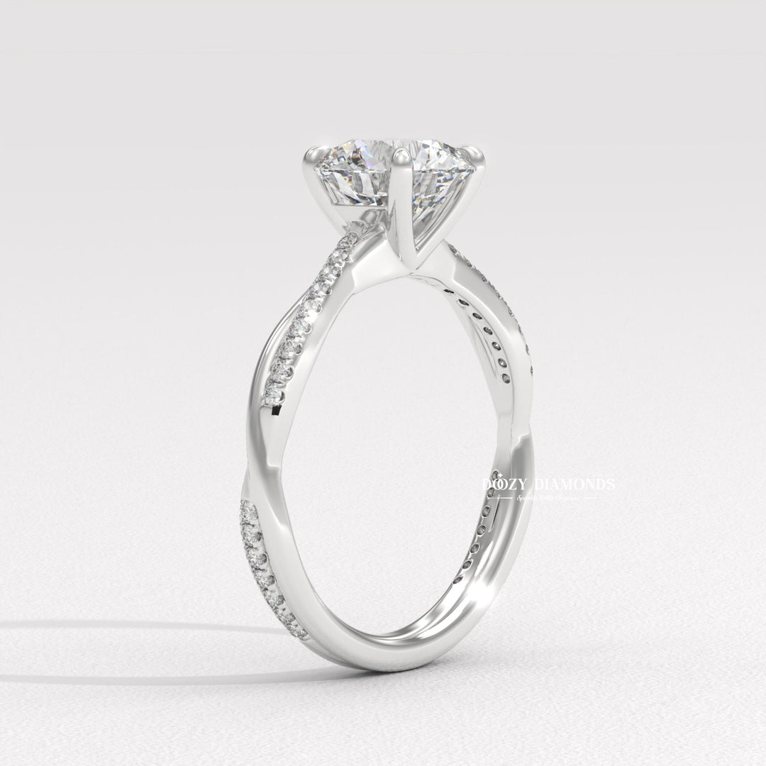 Round solitaire engagement ring with certified lab grown diamond
