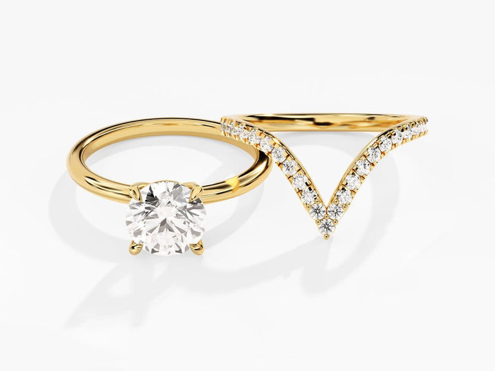 1.50CT Round Solitaire Round Cut F - VS Lab Grown Diamond Engagement Ring Set Curved Band - Doozy Diamonds