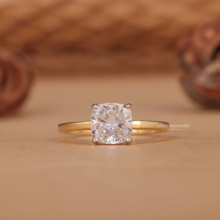 Buy 1.0CT cushion solitaire lab grown diamond engagement ring online