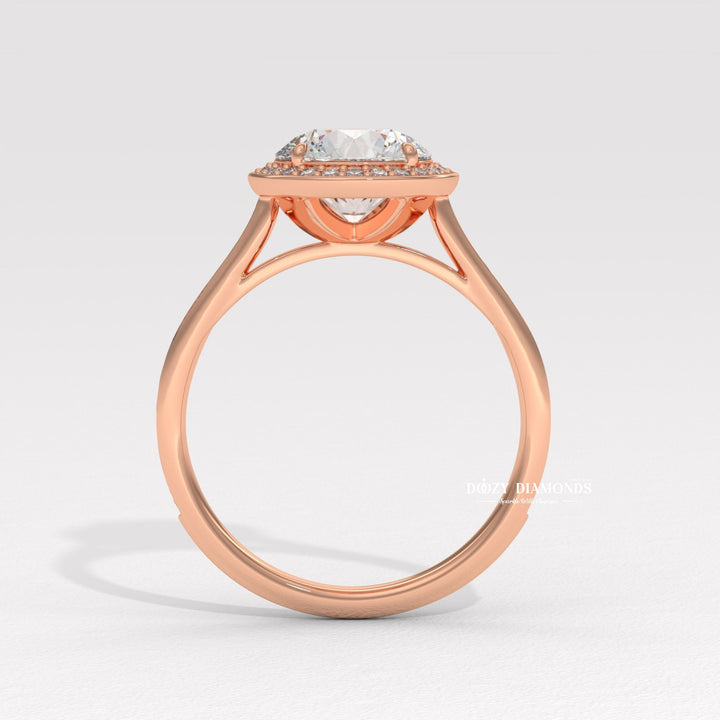 Round pave engagement ring offered in gold and platinum