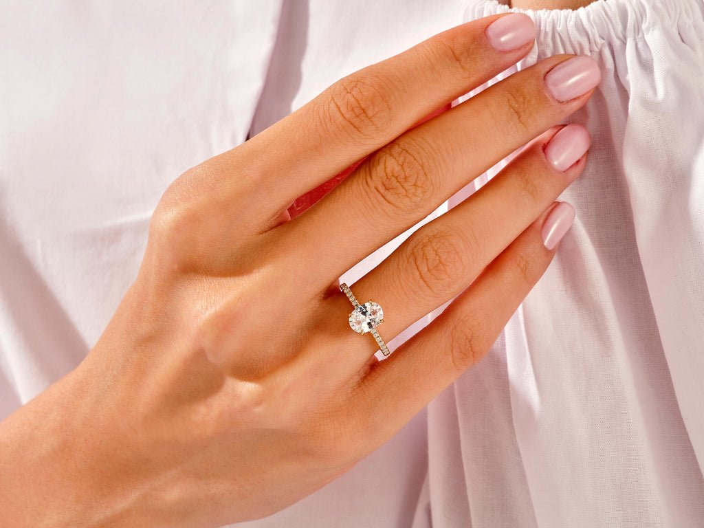 1.50CT Oval Cut Pave F - VS Lab Grown Diamond Engagement Ring Set - Doozy Diamonds