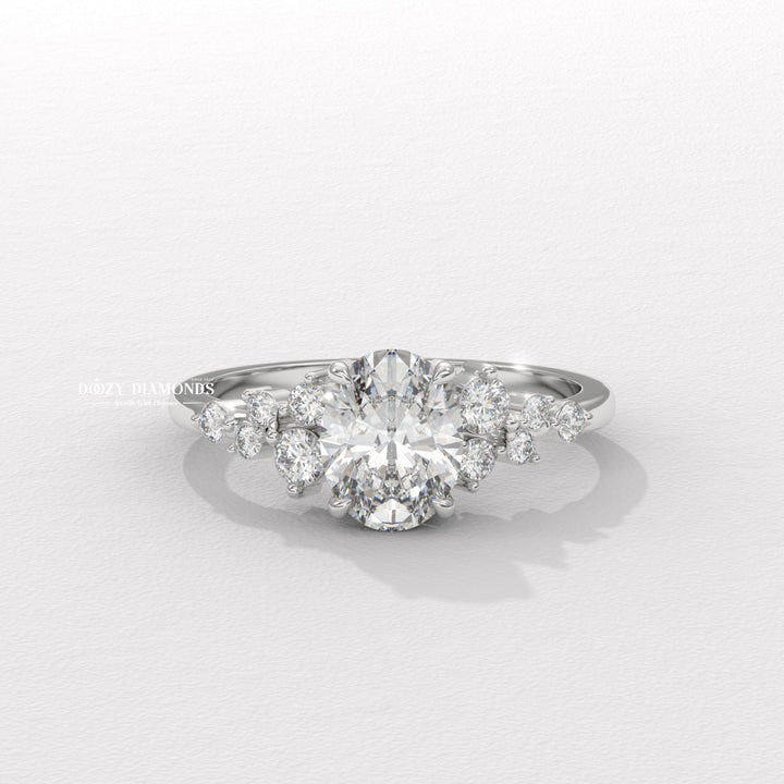 Oval cut engagement ring shown with authenticity certificate