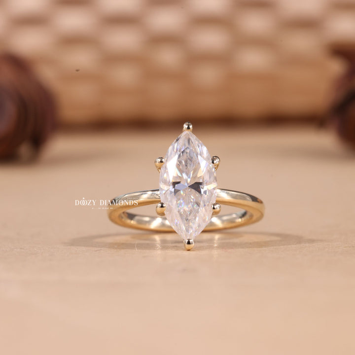 Buy 2.0CT marquise hidden halo lab grown diamond engagement ring online