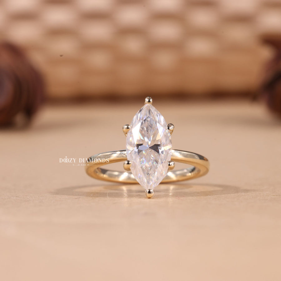 Buy 2.0CT marquise hidden halo lab grown diamond engagement ring online