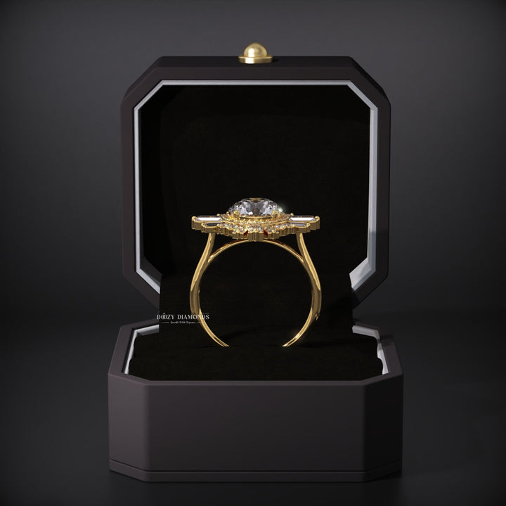 Oval cut engagement ring side view showing band detail