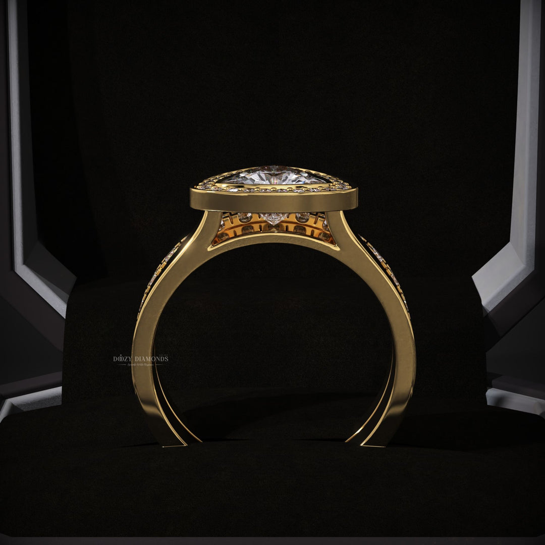 1.50ct Trillion Lab Grown Diamond Halo Engagement Ring With Matching Band