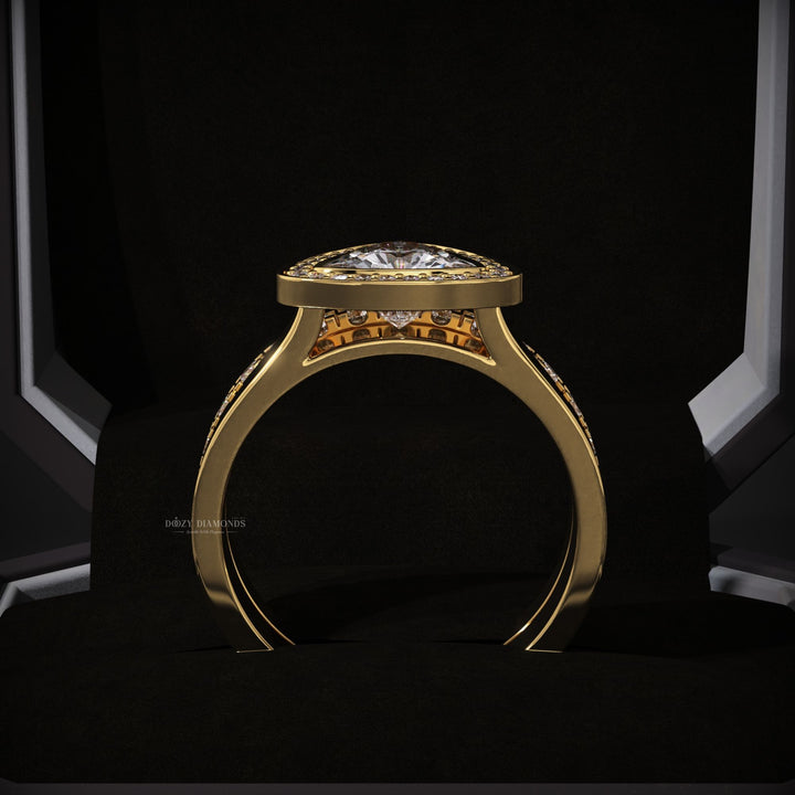 1.50ct Trillion Lab Grown Diamond Halo Engagement Ring With Matching Band