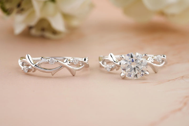 1.50CT Round Cut Twig F - VS Lab Grown Diamond Engagement Ring Set - Doozy Diamonds