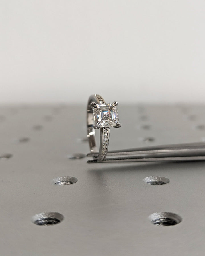 Premium asscher cut solitaire engagement ring crafted in solid gold