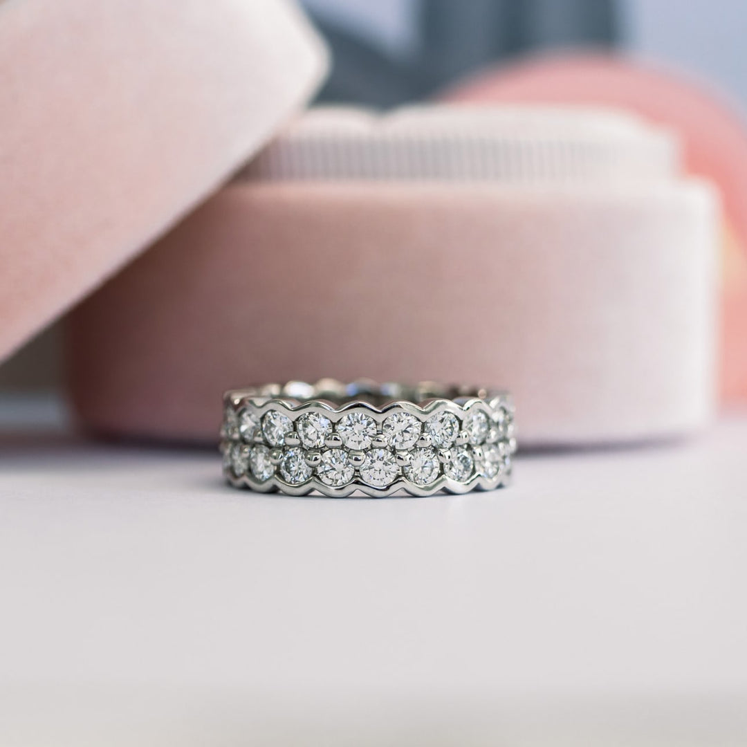 Round Cut Lab Grown Diamond Two Row Wedding Band - Doozy Diamonds