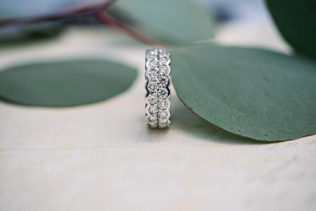 Round Cut Lab Grown Diamond Two Row Wedding Band - Doozy Diamonds