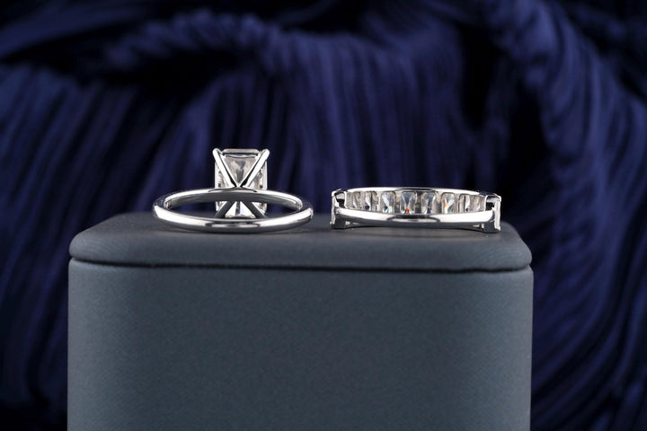 3.50CT Radiant Cut Solitaire F - VS Lab Grown Diamond Engagement Ring Set - Doozy Diamonds