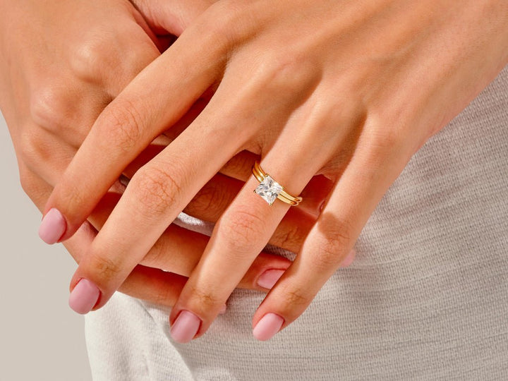 1.50CT Princess Cut Solitaire F - VS Lab Grown Diamond Engagement Ring Set - Doozy Diamonds