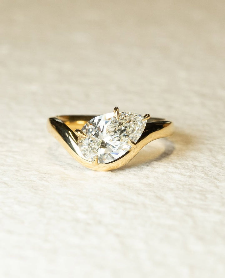 1.0 - 3.0 CT Pear Cut Lab Grown Diamond Unique Engagement Ring - Doozy Diamonds