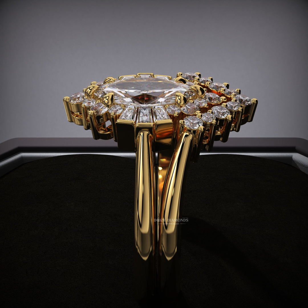 1.50ct Marquise Lab Grown Diamond Cluster Engagement Ring With Matching Band