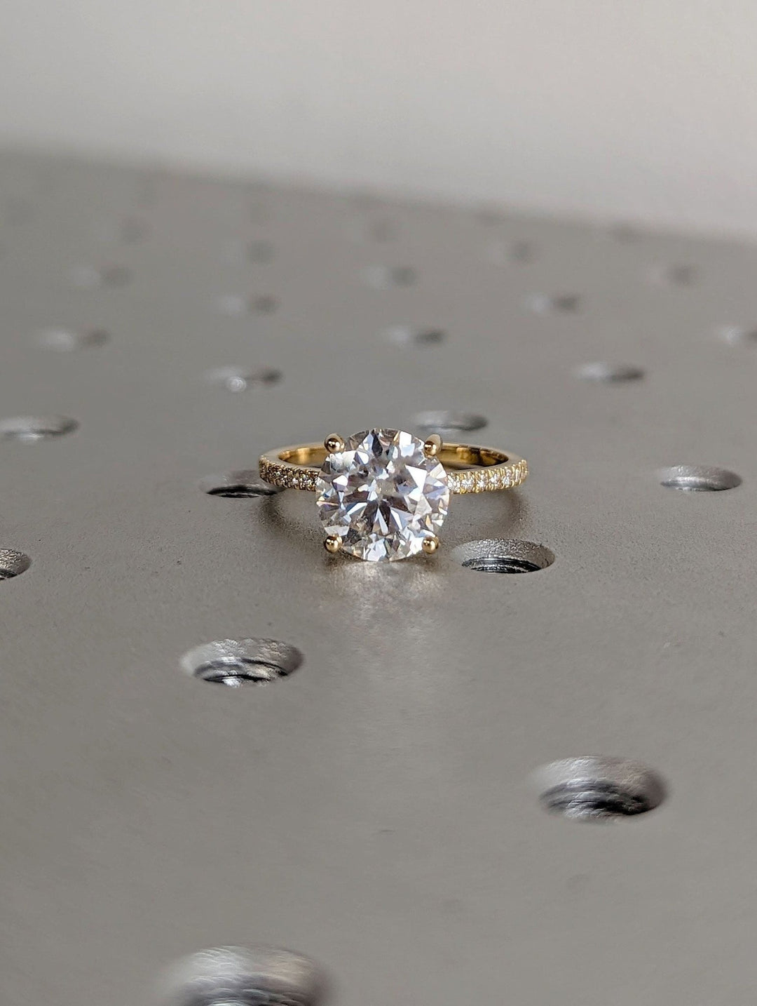 3.0CT round hidden halo lab grown diamond engagement ring for sale