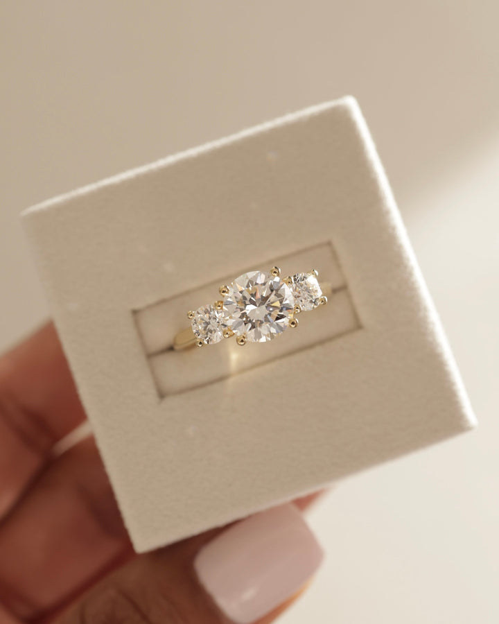 fine craftsmanship setting, durable stone setting, secure bridal mounting, elegant diamond mounting, contemporary bridal mounting, refined engagement design setting, premium bridal setting, symbolic multi stone setting, statement three stone setting, round center setting,