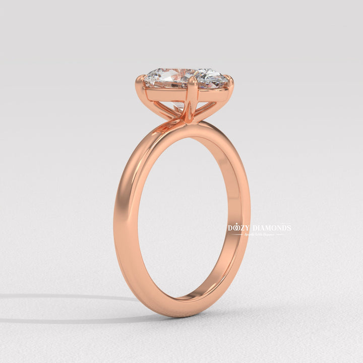 Oval solitaire ring set with an IGI graded diamond