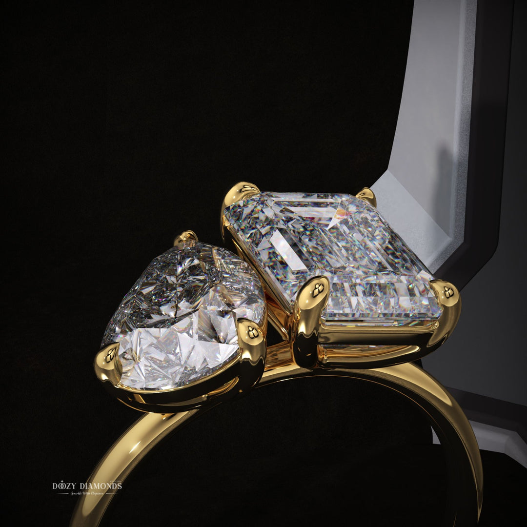 Pear solitaire engagement ring finished in polished solid gold