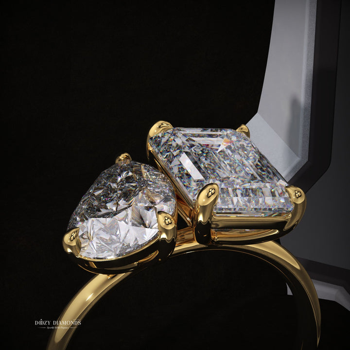 Pear solitaire engagement ring finished in polished solid gold