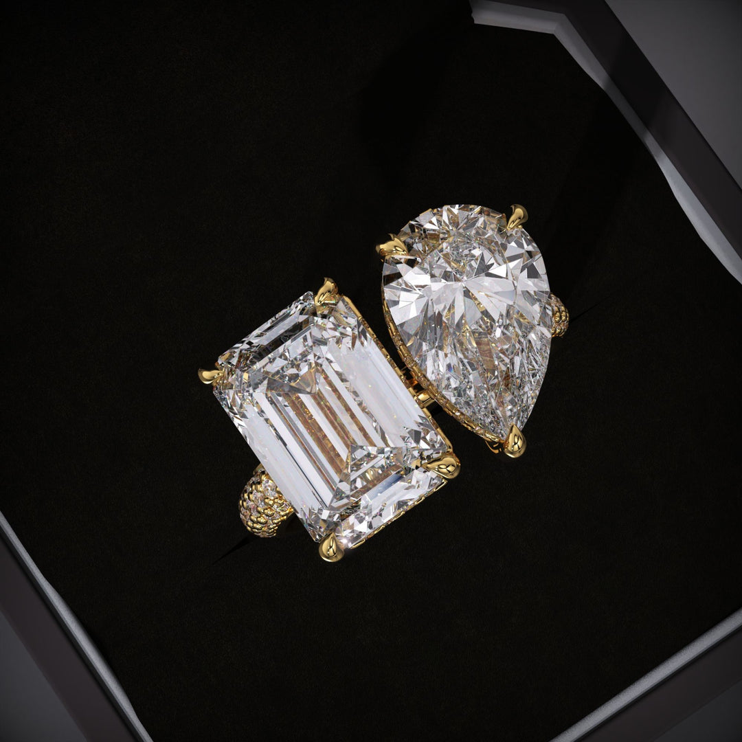 Pear hidden halo lab grown diamond engagement ring for sale
