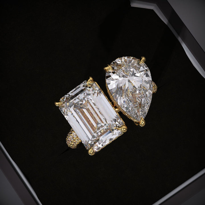 Pear hidden halo lab grown diamond engagement ring for sale
