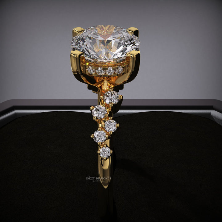 Fine craftsmanship detail on round solitaire engagement ring