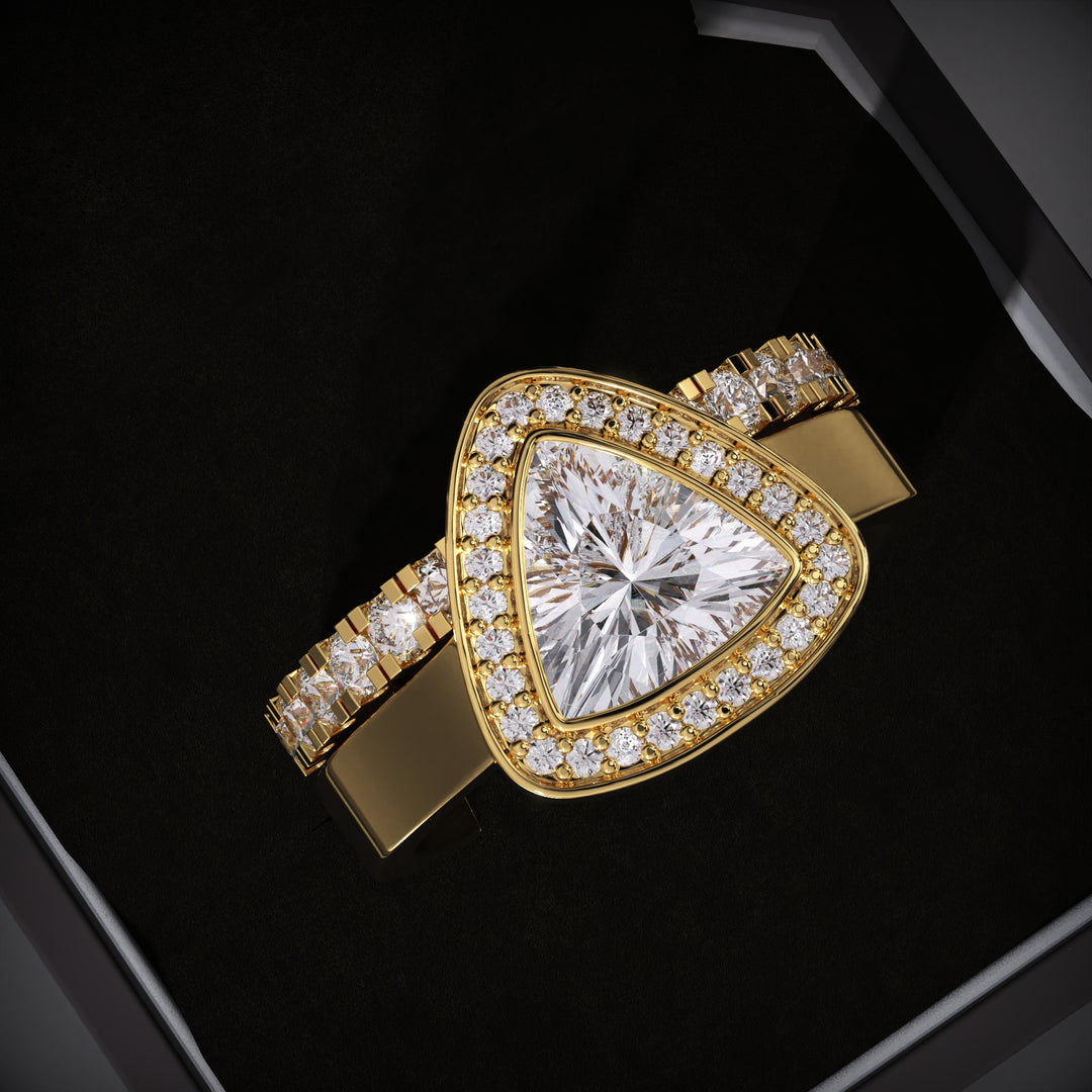 1.50ct Trillion Lab Grown Diamond Halo Engagement Ring With Matching Band