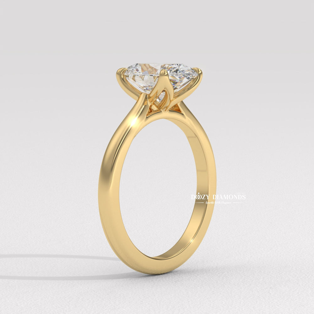 Oval solitaire engagement ring with IGI certificate and packaging