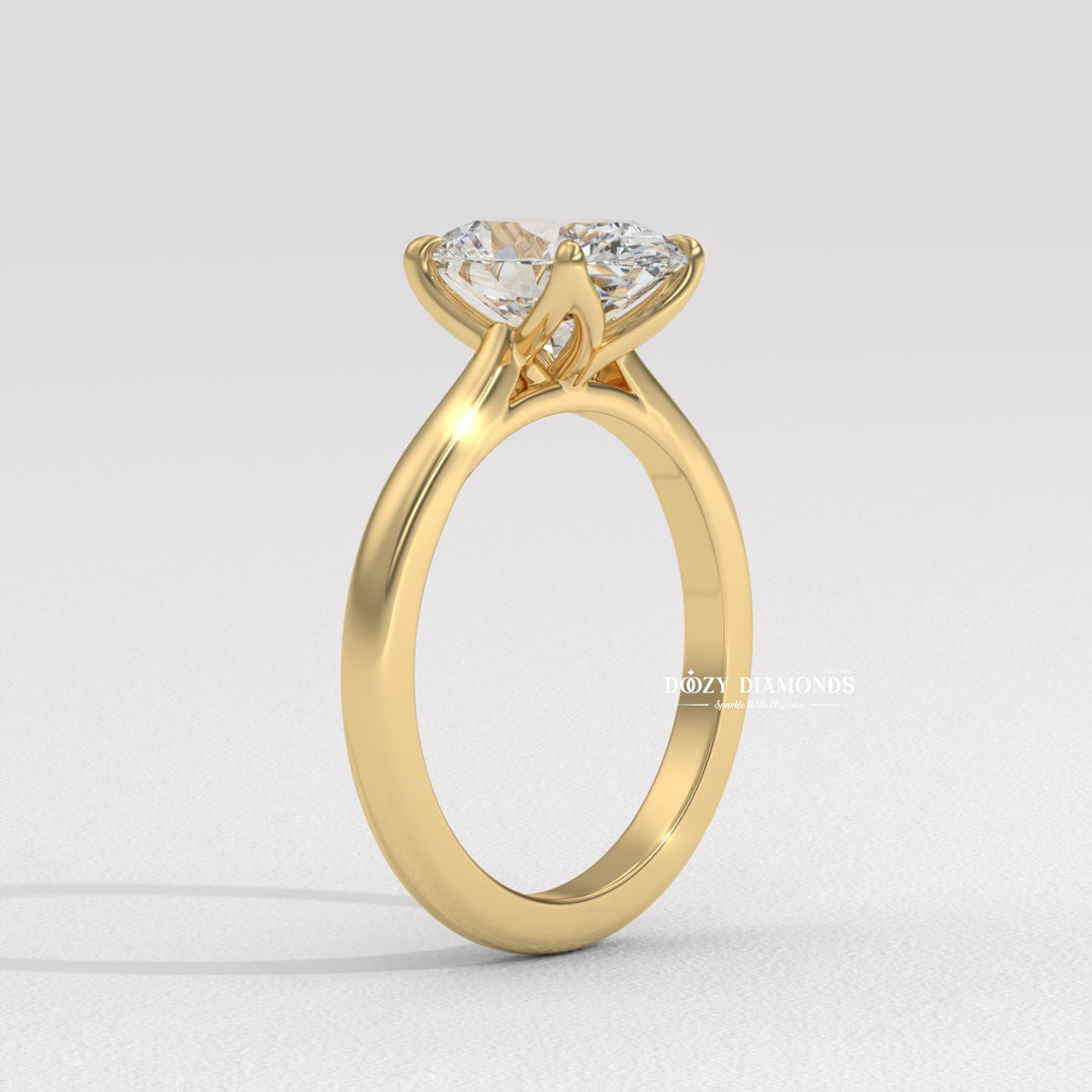 Oval solitaire engagement ring with IGI certificate and packaging